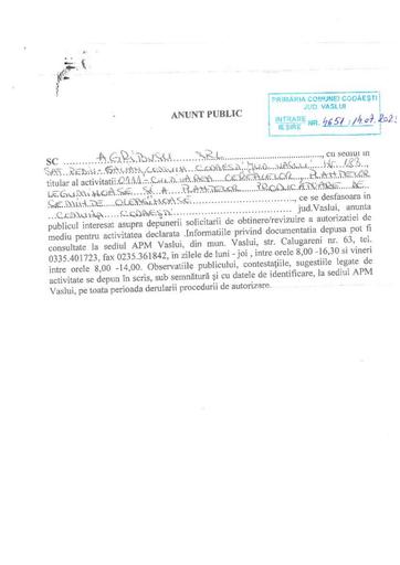 ANUNT PUBLIC
